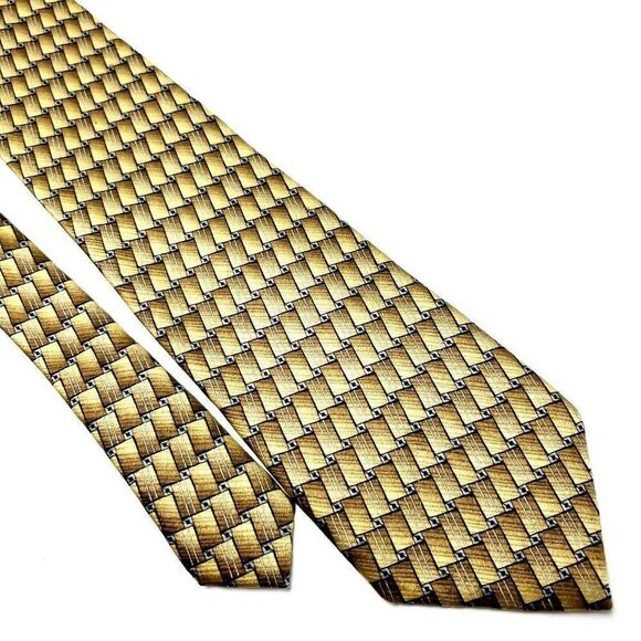 Arrow Silk Tie Print Geometric Tan Long‎ - Picture 1 of 6